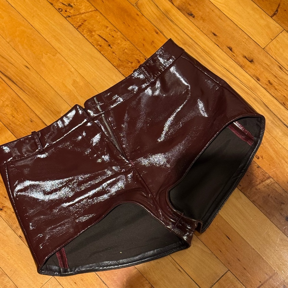 Lamarque Glossy Maroon Vinyl Shorts